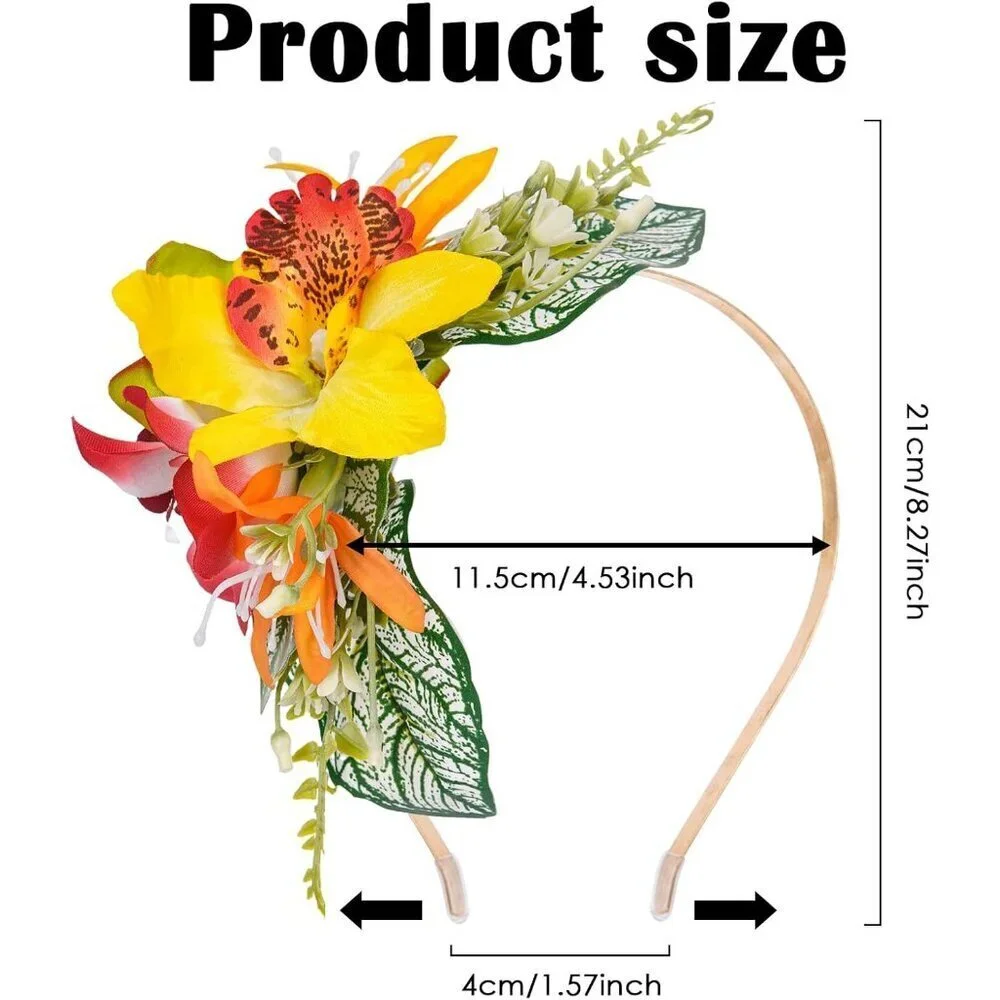Hawaiian Orchid Flower Crown Tropical Lei Hair Accessory for Women Girls
